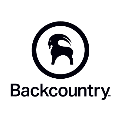 The image shows the Backcountry logo, featuring a stylized silhouette of a mountain goat inside a circular border, with the word "Backcountry" written below it.