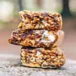 S'mores Bars stacked on a rock